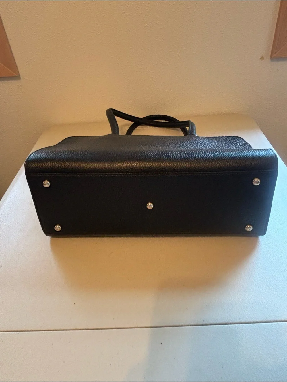 Bostanten Black Pebble Leather Shoulder Bag with Front Zip Pocket - Picture 4 of 13
